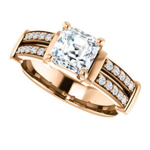 CZ Wedding Set, featuring The Rachana engagement ring (Customizable Asscher Cut Design with Wide Split-Pavé Band and Euro Shank) - Image 13