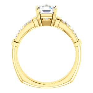 CZ Wedding Set, featuring The Rachana engagement ring (Customizable Asscher Cut Design with Wide Split-Pavé Band and Euro Shank) - Image 3