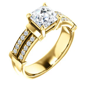 CZ Wedding Set, featuring The Rachana engagement ring (Customizable Asscher Cut Design with Wide Split-Pavé Band and Euro Shank) - Image 6