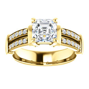 CZ Wedding Set, featuring The Rachana engagement ring (Customizable Asscher Cut Design with Wide Split-Pavé Band and Euro Shank) - Image 7