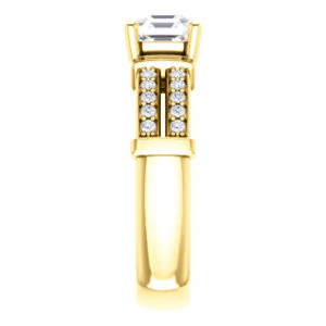 CZ Wedding Set, featuring The Rachana engagement ring (Customizable Asscher Cut Design with Wide Split-Pavé Band and Euro Shank) - Image 8