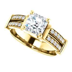 CZ Wedding Set, featuring The Rachana engagement ring (Customizable Asscher Cut Design with Wide Split-Pavé Band and Euro Shank) - Image 9