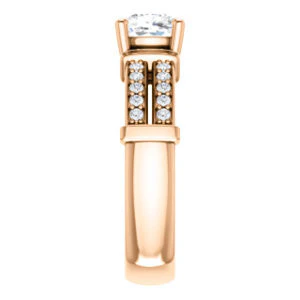 CZ Wedding Set, featuring The Rachana engagement ring (Customizable Cushion Cut Design with Wide Split-Pavé Band and Euro Shank) - Image 12