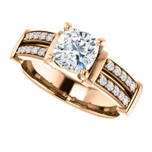 CZ Wedding Set, featuring The Rachana engagement ring (Customizable Cushion Cut Design with Wide Split-Pavé Band and Euro Shank) - Image 13