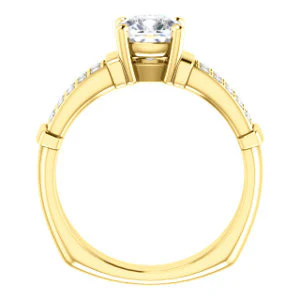 CZ Wedding Set, featuring The Rachana engagement ring (Customizable Cushion Cut Design with Wide Split-Pavé Band and Euro Shank) - Image 5