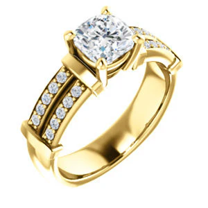 CZ Wedding Set, featuring The Rachana engagement ring (Customizable Cushion Cut Design with Wide Split-Pavé Band and Euro Shank) - Image 6