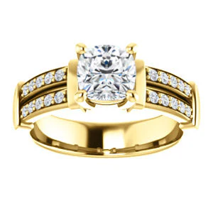 CZ Wedding Set, featuring The Rachana engagement ring (Customizable Cushion Cut Design with Wide Split-Pavé Band and Euro Shank) - Image 7