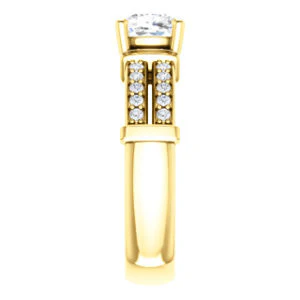 CZ Wedding Set, featuring The Rachana engagement ring (Customizable Cushion Cut Design with Wide Split-Pavé Band and Euro Shank) - Image 8