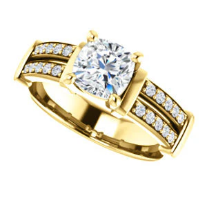 CZ Wedding Set, featuring The Rachana engagement ring (Customizable Cushion Cut Design with Wide Split-Pavé Band and Euro Shank) - Image 9