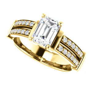 CZ Wedding Set, featuring The Rachana engagement ring (Customizable Emerald Cut Design with Wide Split-Pavé Band and Euro Shank) - Image 9