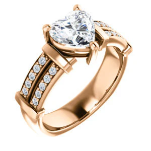 CZ Wedding Set, featuring The Rachana engagement ring (Customizable Heart Cut Design with Wide Split-Pavé Band and Euro Shank) - Image 10