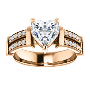 CZ Wedding Set, featuring The Rachana engagement ring (Customizable Heart Cut Design with Wide Split-Pavé Band and Euro Shank) - Image 11