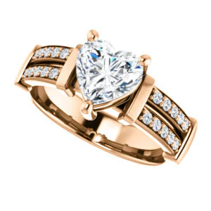 CZ Wedding Set, featuring The Rachana engagement ring (Customizable Heart Cut Design with Wide Split-Pavé Band and Euro Shank) - Image 13