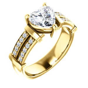CZ Wedding Set, featuring The Rachana engagement ring (Customizable Heart Cut Design with Wide Split-Pavé Band and Euro Shank) - Image 6
