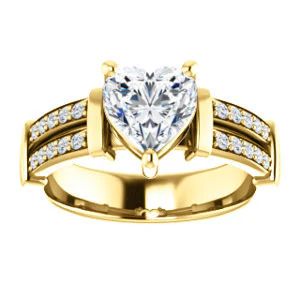 CZ Wedding Set, featuring The Rachana engagement ring (Customizable Heart Cut Design with Wide Split-Pavé Band and Euro Shank) - Image 7