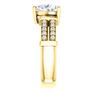 CZ Wedding Set, featuring The Rachana engagement ring (Customizable Heart Cut Design with Wide Split-Pavé Band and Euro Shank) - Image 8
