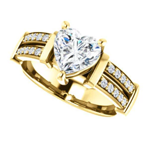 CZ Wedding Set, featuring The Rachana engagement ring (Customizable Heart Cut Design with Wide Split-Pavé Band and Euro Shank) - Image 9