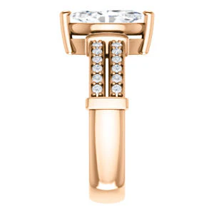 CZ Wedding Set, featuring The Rachana engagement ring (Customizable Marquise Cut Design with Wide Split-Pavé Band and Euro Shank) - Image 12