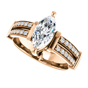 CZ Wedding Set, featuring The Rachana engagement ring (Customizable Marquise Cut Design with Wide Split-Pavé Band and Euro Shank) - Image 13