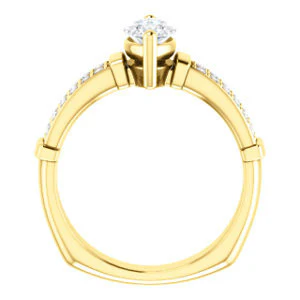 CZ Wedding Set, featuring The Rachana engagement ring (Customizable Marquise Cut Design with Wide Split-Pavé Band and Euro Shank) - Image 3
