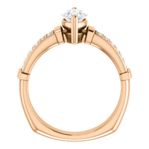 CZ Wedding Set, featuring The Rachana engagement ring (Customizable Marquise Cut Design with Wide Split-Pavé Band and Euro Shank) - Image 5