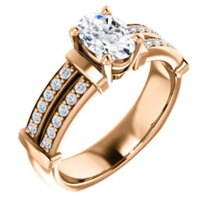 CZ Wedding Set, featuring The Rachana engagement ring (Customizable Oval Cut Design with Wide Split-Pavé Band and Euro Shank) - Image 10