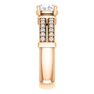 CZ Wedding Set, featuring The Rachana engagement ring (Customizable Oval Cut Design with Wide Split-Pavé Band and Euro Shank) - Image 12