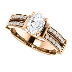 CZ Wedding Set, featuring The Rachana engagement ring (Customizable Oval Cut Design with Wide Split-Pavé Band and Euro Shank) - Image 13