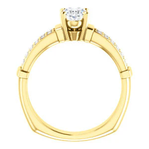 CZ Wedding Set, featuring The Rachana engagement ring (Customizable Oval Cut Design with Wide Split-Pavé Band and Euro Shank) - Image 5
