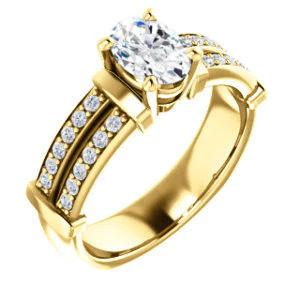 CZ Wedding Set, featuring The Rachana engagement ring (Customizable Oval Cut Design with Wide Split-Pavé Band and Euro Shank) - Image 6