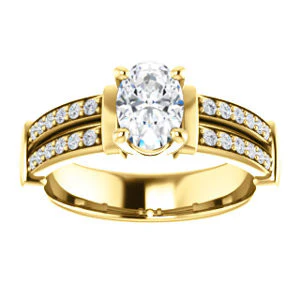 CZ Wedding Set, featuring The Rachana engagement ring (Customizable Oval Cut Design with Wide Split-Pavé Band and Euro Shank) - Image 7