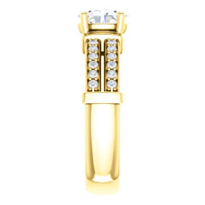 CZ Wedding Set, featuring The Rachana engagement ring (Customizable Oval Cut Design with Wide Split-Pavé Band and Euro Shank) - Image 8