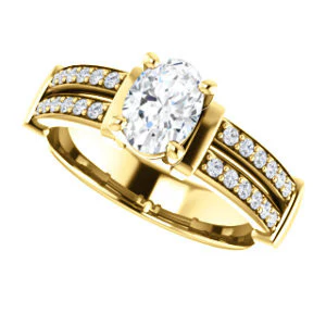 CZ Wedding Set, featuring The Rachana engagement ring (Customizable Oval Cut Design with Wide Split-Pavé Band and Euro Shank) - Image 9