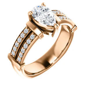 CZ Wedding Set, featuring The Rachana engagement ring (Customizable Pear Cut Design with Wide Split-Pavé Band and Euro Shank) - Image 10