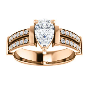 CZ Wedding Set, featuring The Rachana engagement ring (Customizable Pear Cut Design with Wide Split-Pavé Band and Euro Shank) - Image 11