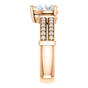 CZ Wedding Set, featuring The Rachana engagement ring (Customizable Pear Cut Design with Wide Split-Pavé Band and Euro Shank) - Image 12