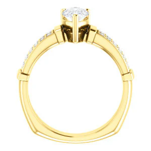 CZ Wedding Set, featuring The Rachana engagement ring (Customizable Pear Cut Design with Wide Split-Pavé Band and Euro Shank) - Image 3