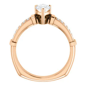 CZ Wedding Set, featuring The Rachana engagement ring (Customizable Pear Cut Design with Wide Split-Pavé Band and Euro Shank) - Image 5