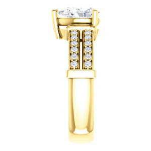 CZ Wedding Set, featuring The Rachana engagement ring (Customizable Pear Cut Design with Wide Split-Pavé Band and Euro Shank) - Image 8
