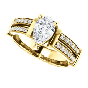 CZ Wedding Set, featuring The Rachana engagement ring (Customizable Pear Cut Design with Wide Split-Pavé Band and Euro Shank) - Image 9