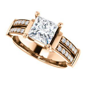 CZ Wedding Set, featuring The Rachana engagement ring (Customizable Princess Cut Design with Wide Split-Pavé Band and Euro Shank) - Image 11