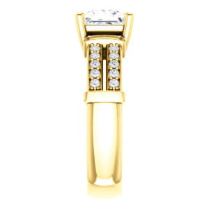 CZ Wedding Set, featuring The Rachana engagement ring (Customizable Princess Cut Design with Wide Split-Pavé Band and Euro Shank) - Image 3