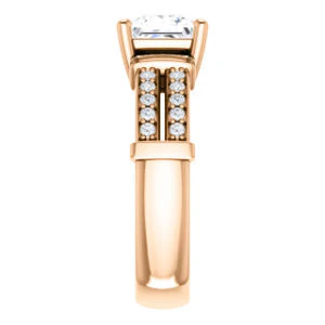 CZ Wedding Set, featuring The Rachana engagement ring (Customizable Princess Cut Design with Wide Split-Pavé Band and Euro Shank) - Image 5