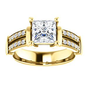 CZ Wedding Set, featuring The Rachana engagement ring (Customizable Princess Cut Design with Wide Split-Pavé Band and Euro Shank) - Image 7