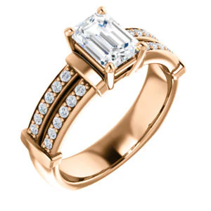 CZ Wedding Set, featuring The Rachana engagement ring (Customizable Radiant Cut Design with Wide Split-Pavé Band and Euro Shank) - Image 10