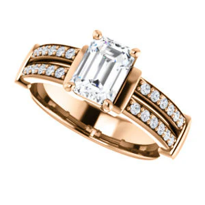 CZ Wedding Set, featuring The Rachana engagement ring (Customizable Radiant Cut Design with Wide Split-Pavé Band and Euro Shank) - Image 13