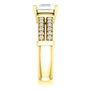CZ Wedding Set, featuring The Rachana engagement ring (Customizable Radiant Cut Design with Wide Split-Pavé Band and Euro Shank) - Image 8