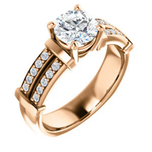 CZ Wedding Set, featuring The Rachana engagement ring (Customizable Round Cut Design with Wide Split-Pavé Band and Euro Shank) - Image 10