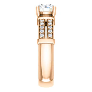 CZ Wedding Set, featuring The Rachana engagement ring (Customizable Round Cut Design with Wide Split-Pavé Band and Euro Shank) - Image 12