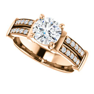 CZ Wedding Set, featuring The Rachana engagement ring (Customizable Round Cut Design with Wide Split-Pavé Band and Euro Shank) - Image 13